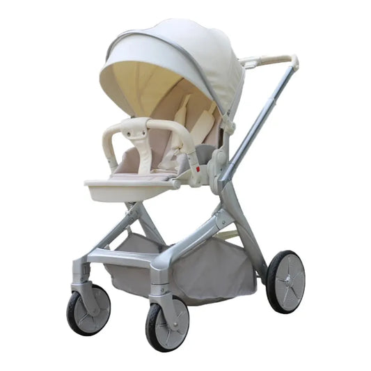 JMT-002250 3-in-1 Reversible Linen Baby Stroller with Basket for Ages 0-3 Years