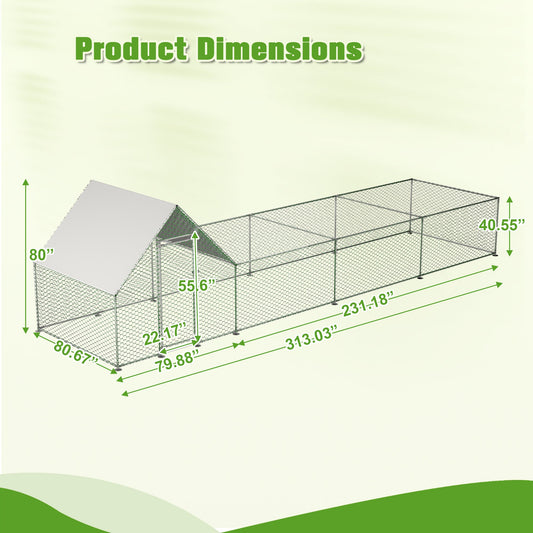 JMT-006858 Walk-In Chicken Coop with Removable UV-Resistant Cover, Durable Steel Frame and Lockable Door for Poultry and Small Animals
