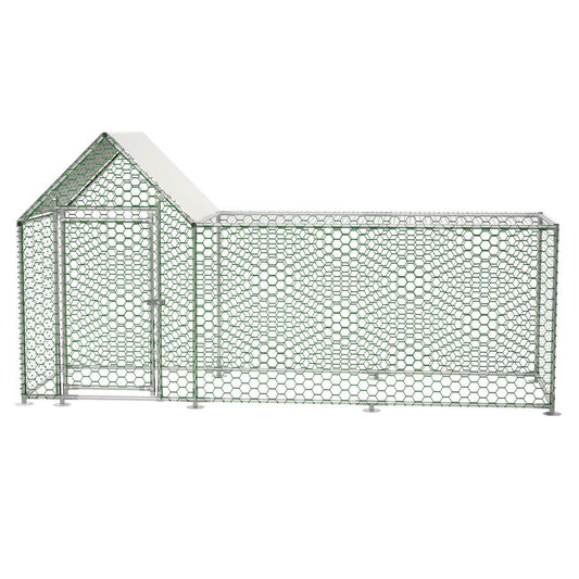 JMT-006858 Walk-In Chicken Coop with Removable UV-Resistant Cover, Durable Steel Frame and Lockable Door for Poultry and Small Animals