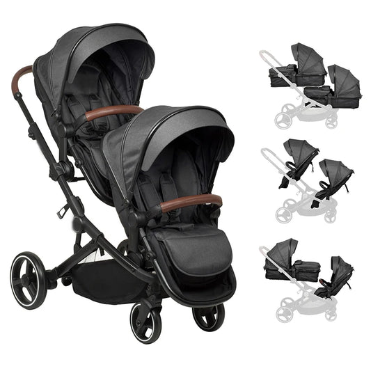 JMT-006986 Lightweight Aluminium Stroller Wagon for Twins - Versatile Baby Buggy with Ample Storage Space