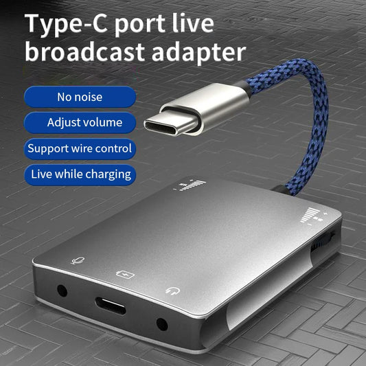 JMT-007498 Type-C to 3.5mm Audio Adapter with Microphone for Live Streaming and Charging