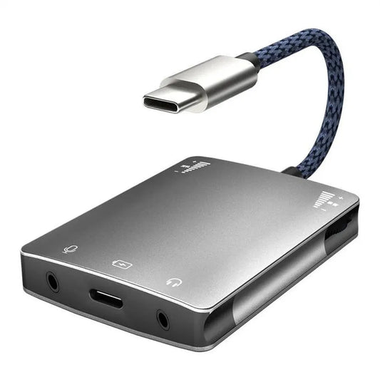 JMT-007498 Type-C to 3.5mm Audio Adapter with Microphone for Live Streaming and Charging