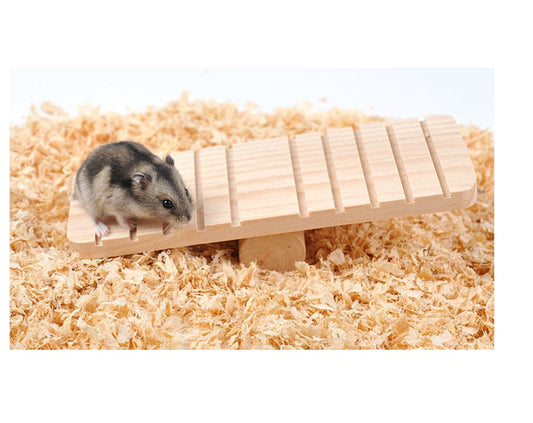 JMT-008138 Natural Wooden Hamster Seesaw for Stress Relief and Exercise