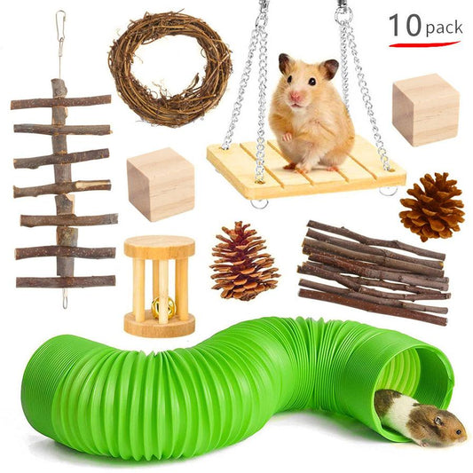 JMT-008970 Wooden Chew Toys for Small Pets - Multi-Set Molar Supplies for Rabbits, Guinea Pigs, and Parrots