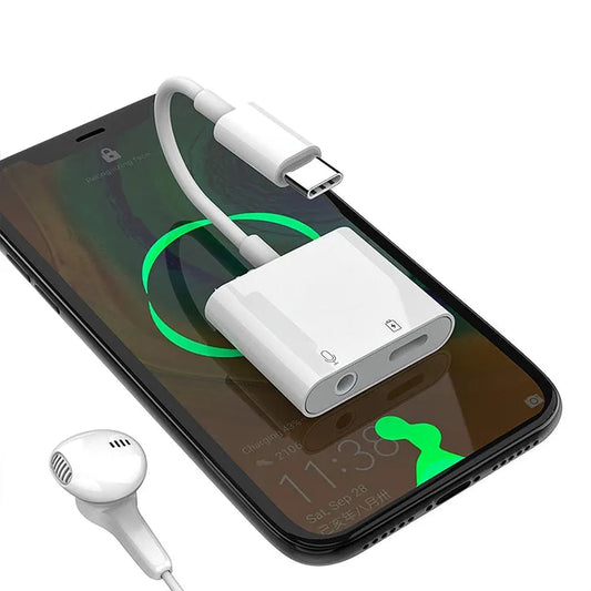 JMT-009802 Type C to 3.5mm Audio Adapter for iPhone 15 - Quick Charge 2 in 1 Connector