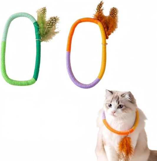 JMT-011274 Interactive Cotton Rope Cat Toy with Catnip and Feathers - Safe Chew and Kicker Toy for Cats and Kittens