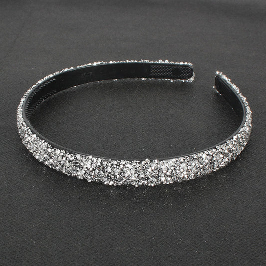 JMT-011978 Retro Semicircle Rhinestone Headband for Women - Colorful Diamond Design
