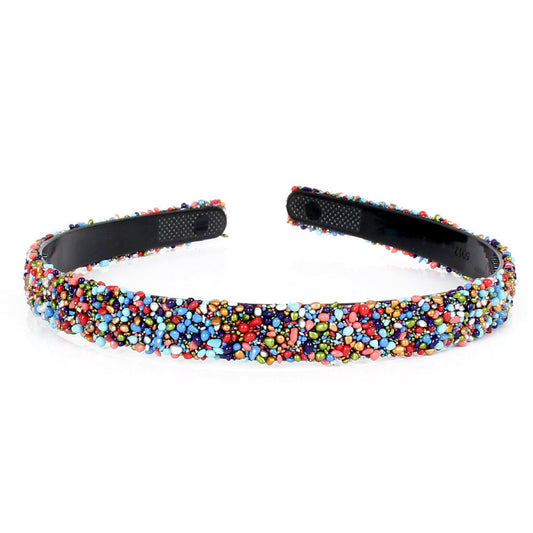 JMT-011978 Retro Semicircle Rhinestone Headband for Women - Colorful Diamond Design