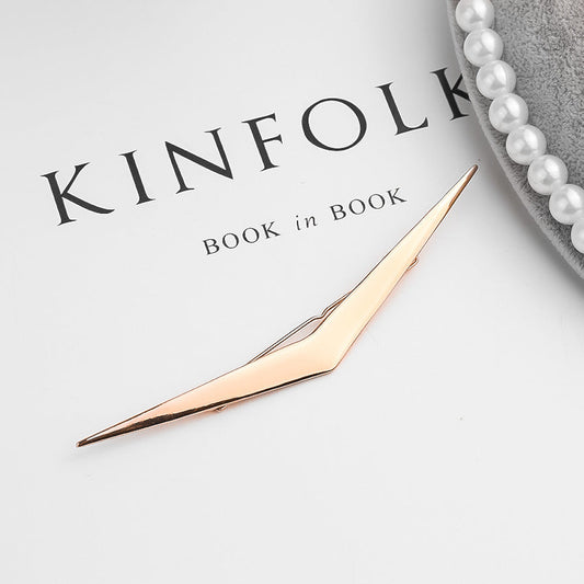 JMT-013130 Geometric Alloy Hair Clip - Electroplated, V-Shape and X-Line Designs, 12.5cm and 10cm Sizes