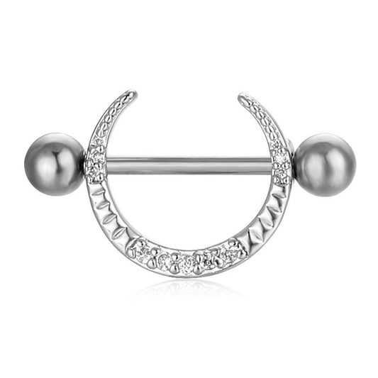 JMT-015434 Stainless Steel Heart-Shaped Puncture Nipple Ornament with Inlaid Zircon for Men