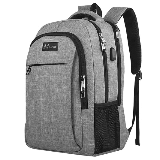 JMT-017226 Unisex Waterproof Notebook Backpack with USB Charging Port for Business Travel