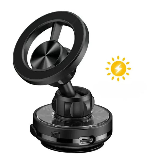 JMT-017866 Solar-Powered Magnetic Car Phone Holder with Stable Glass Adsorption and Foldable Design