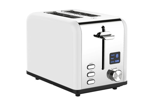 JMT-017866 Stainless Steel 2-Slice Electric Toaster with LED Display and Built-in Grill