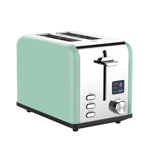 JMT-017866 Stainless Steel 2-Slice Electric Toaster with LED Display and Built-in Grill