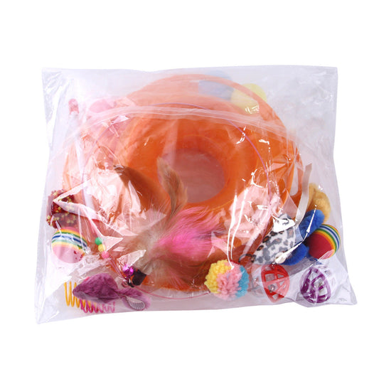 JMT-020490 Interactive Cat Turntable Toy - Durable Wool, Feather & Steel Wire - Soothing Companion for Playful Pets - Orange & Green Color Options