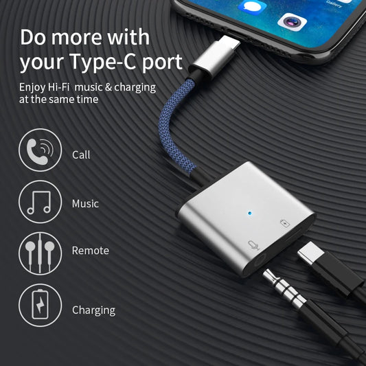 JMT-023306 Type C Headphone Jack Adapter for iPhone 15/15 Pro - 2 in 1 USB-C Audio Converter