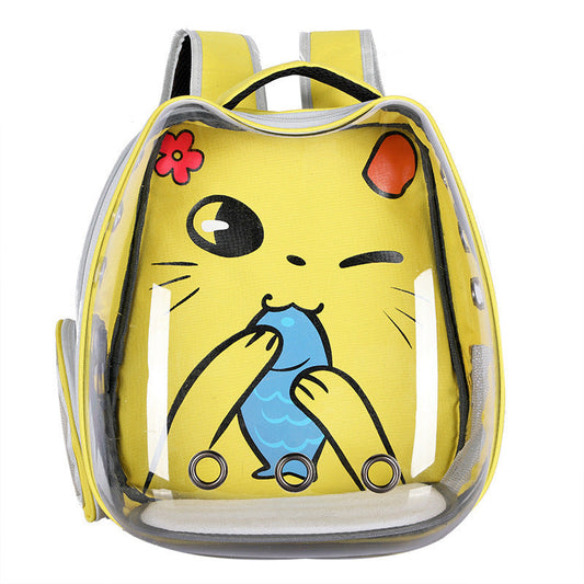 JMT-023818 Transparent Portable Cat Backpack with Cat Ear Design - Ideal for Travel and Outdoor Adventures