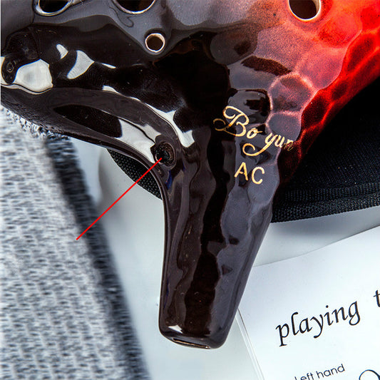 JMT-024842 Wave Pattern 12-Hole Pottery Flute for Enchanting Melodies