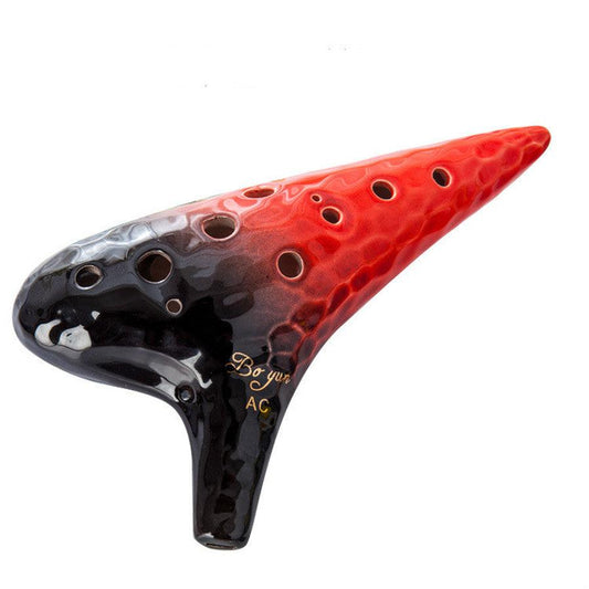 JMT-024842 Wave Pattern 12-Hole Pottery Flute for Enchanting Melodies