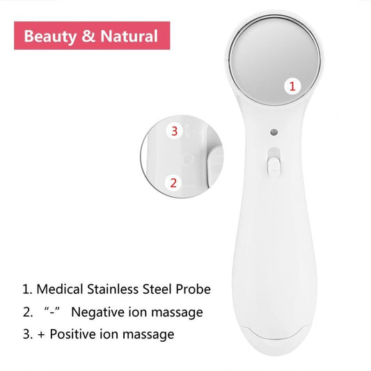 JMT-027658 Ultrasonic Facial Massager for Skin Tightening, Anti-Aging and Pore Cleansing, White/Pink