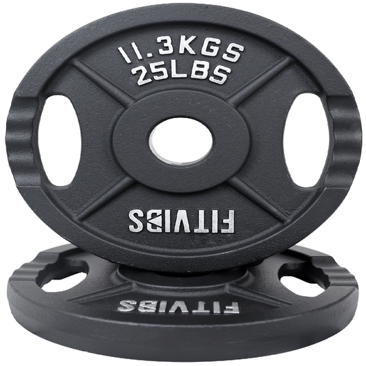 JMT-028490 Olympic 2-Inch Cast Iron Weight Plates for Strength Training - 25LB Pair