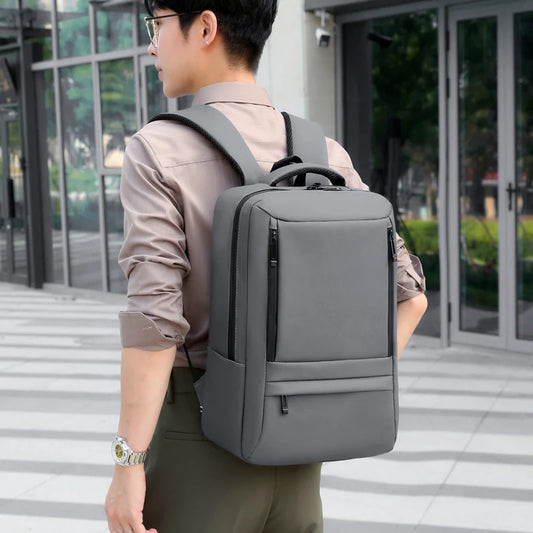 JMT-029578 Waterproof Nylon Laptop Backpack for Men & Women - USB Charging, 17 Inch Black Design