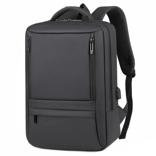 JMT-029578 Waterproof Nylon Laptop Backpack for Men & Women - USB Charging, 17 Inch Black Design