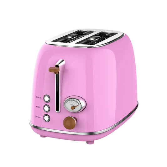 JMT-034826 Retro Stainless Steel Wide Slot Toaster for Bread and Waffles – 2 Slice Electric Toaster