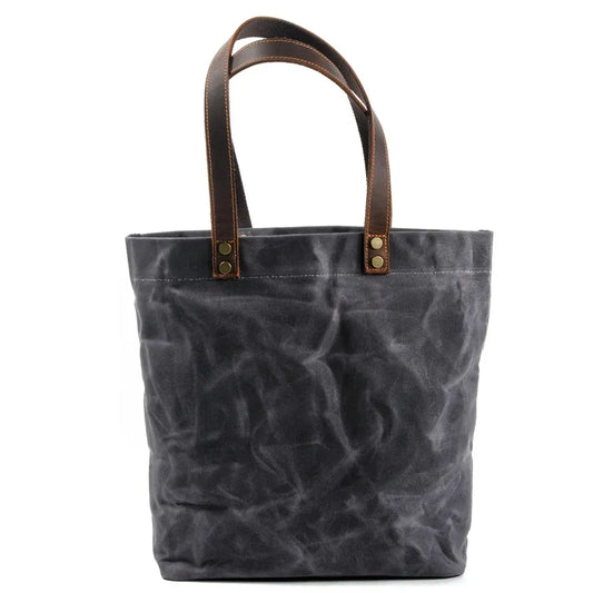 JMT-035850 Vintage Women's Waterproof Handbag in Waxed Canvas and Leather - Classic Shoulder Bag