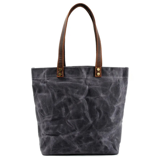 JMT-035850 Vintage Women's Waterproof Handbag in Waxed Canvas and Leather - Classic Shoulder Bag