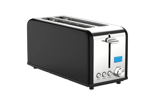 JMT-037258 Stainless Steel 4-Slice Long Slot Toaster with LCD Timer Display