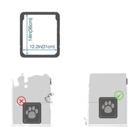 JMT-040778 Lockable Screen Door for Pets - Durable Plastic Flap for Cats and Dogs, Ideal for Windows and Home Use