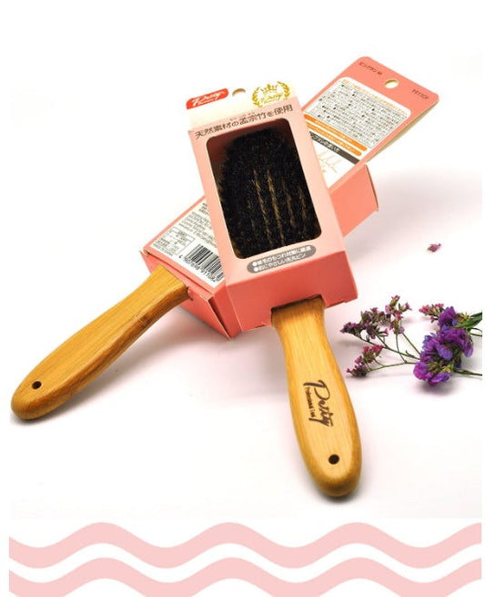 JMT-047498 Bamboo Hair Brush with Wild Boar Bristles and Ergonomic Handle