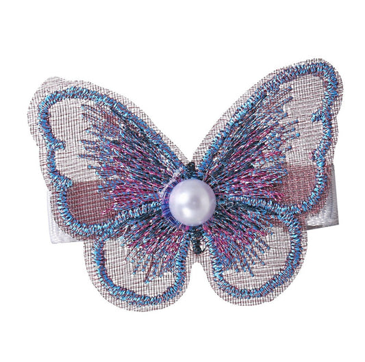 JMT-048202 Pearl Embroidery Butterfly Hairpin Decorative Clip for Women