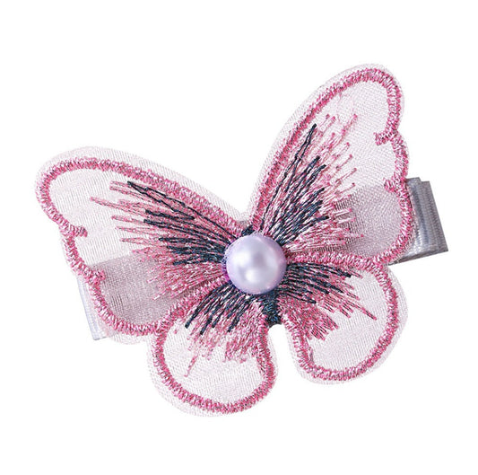 JMT-048202 Pearl Embroidery Butterfly Hairpin Decorative Clip for Women