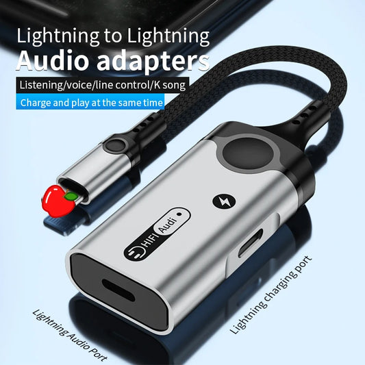 JMT-054090 Nylon Braided 8-Pin to 3.5mm Headphone Jack Adapter for iPhone - 2 in 1 Charging and Audio Splitter