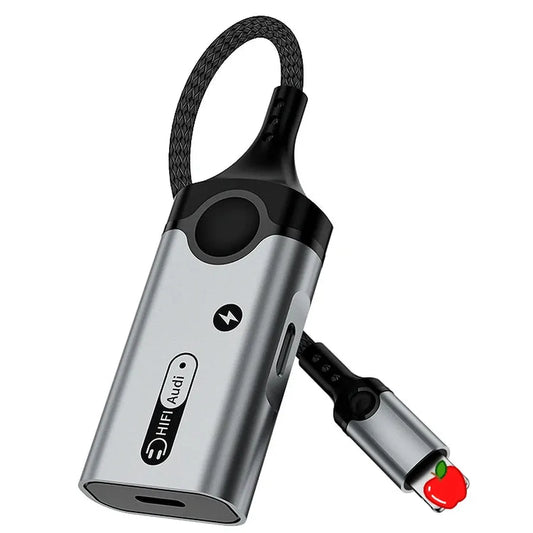 JMT-054090 Nylon Braided 8-Pin to 3.5mm Headphone Jack Adapter for iPhone - 2 in 1 Charging and Audio Splitter