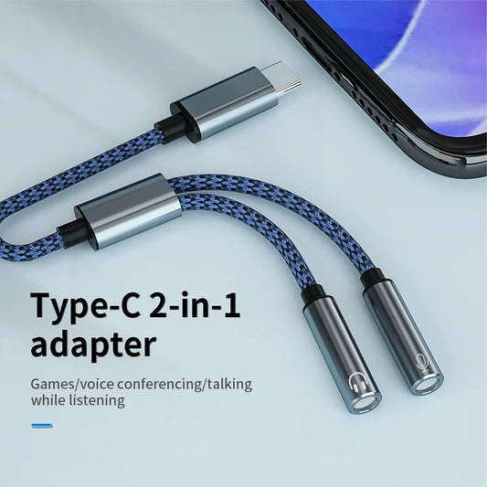 JMT-055242 USB C to 3.5mm AUX Audio Splitter Cable for Headphone and Microphone Compatibility