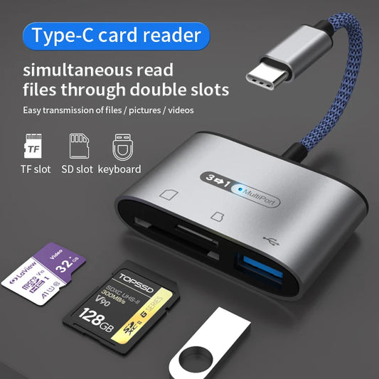 JMT-057226 USB 3.0 Type-C & Micro USB Card Reader for SD/TF Cards - Data Transfer Adapter for Smartphones & MacBooks