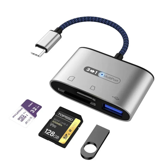 JMT-057226 USB 3.0 Type-C & Micro USB Card Reader for SD/TF Cards - Data Transfer Adapter for Smartphones & MacBooks