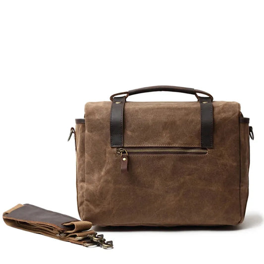 JMT-058250 Waterproof Oil Wax Canvas Retro Camera Crossbody Bag