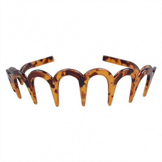 JMT-060554 Drop-Resistant U-Shaped Headband in Dark Coffee Dot Floral, Light Red, Brown, and Black