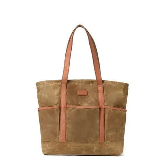 JMT-067466 Vintage Waxed Canvas Large Capacity Shoulder Bag with Leather Accents