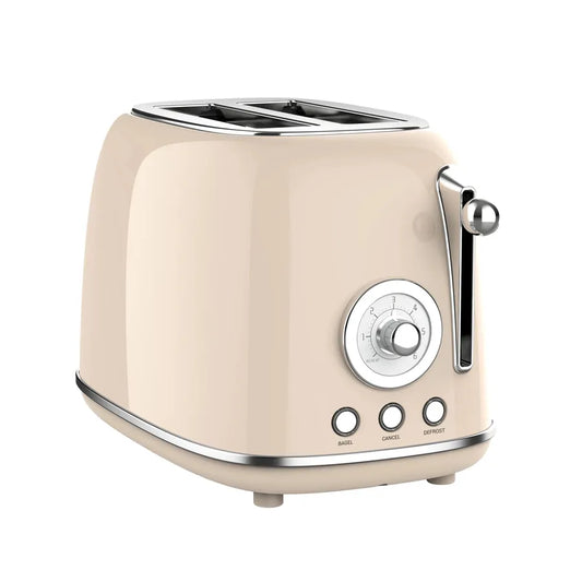 JMT-067594 Retro Stainless Steel 2 Slice Waffle Maker and Bread Toaster with Grill Function