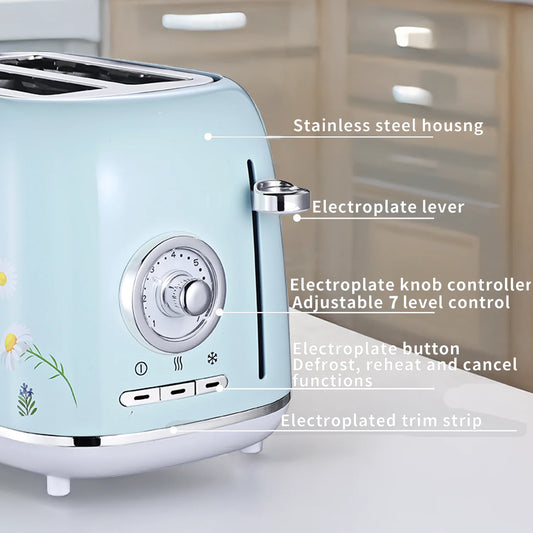 JMT-069898 Vintage 2-Slice Retro Toaster in Creme – Classic Round Design for Perfect Toast