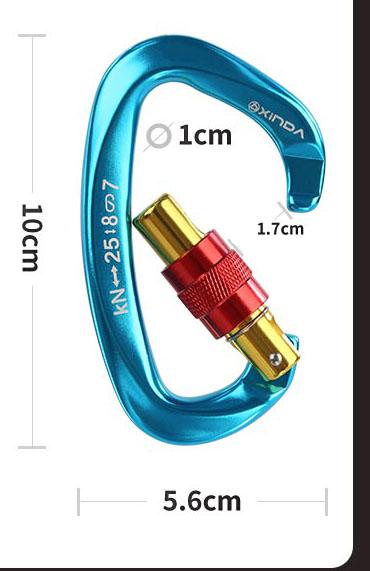 JMT-077834 D-Shaped Carabiner - Compact Locking Safety Buckle for Rock Climbing and Outdoor Activities
