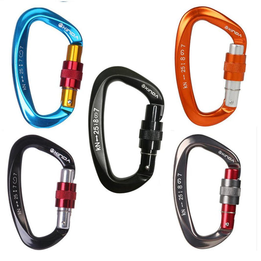 JMT-077834 D-Shaped Carabiner - Compact Locking Safety Buckle for Rock Climbing and Outdoor Activities