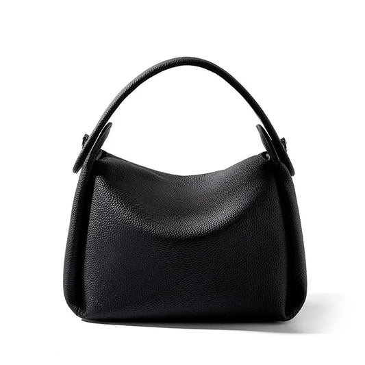 JMT-083274 Top Layer Cowhide Soft Box Handbag - Versatile Crossbody and Shoulder Bag in Milk Tea and Black
