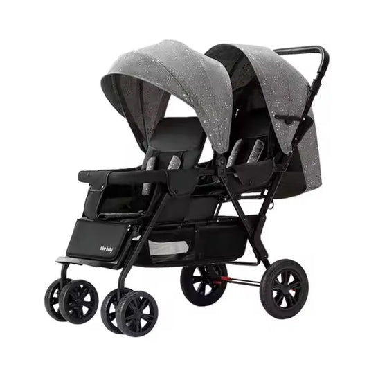JMT-089482 3 in 1 Foldable Twin Baby Stroller for Infants 0-3 Years - European Design