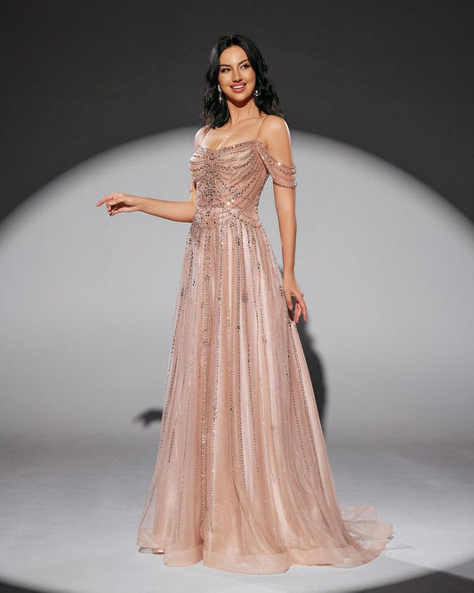 JMT-105226 Elegant Pink Evening Dress - Model SH0213 for Women